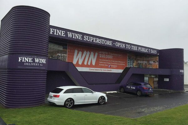 Large promotion banner at Fine Wine